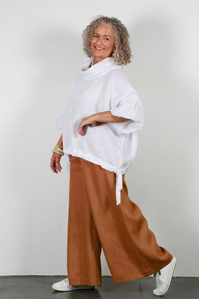 Soft Top Linen Pants Caramel
