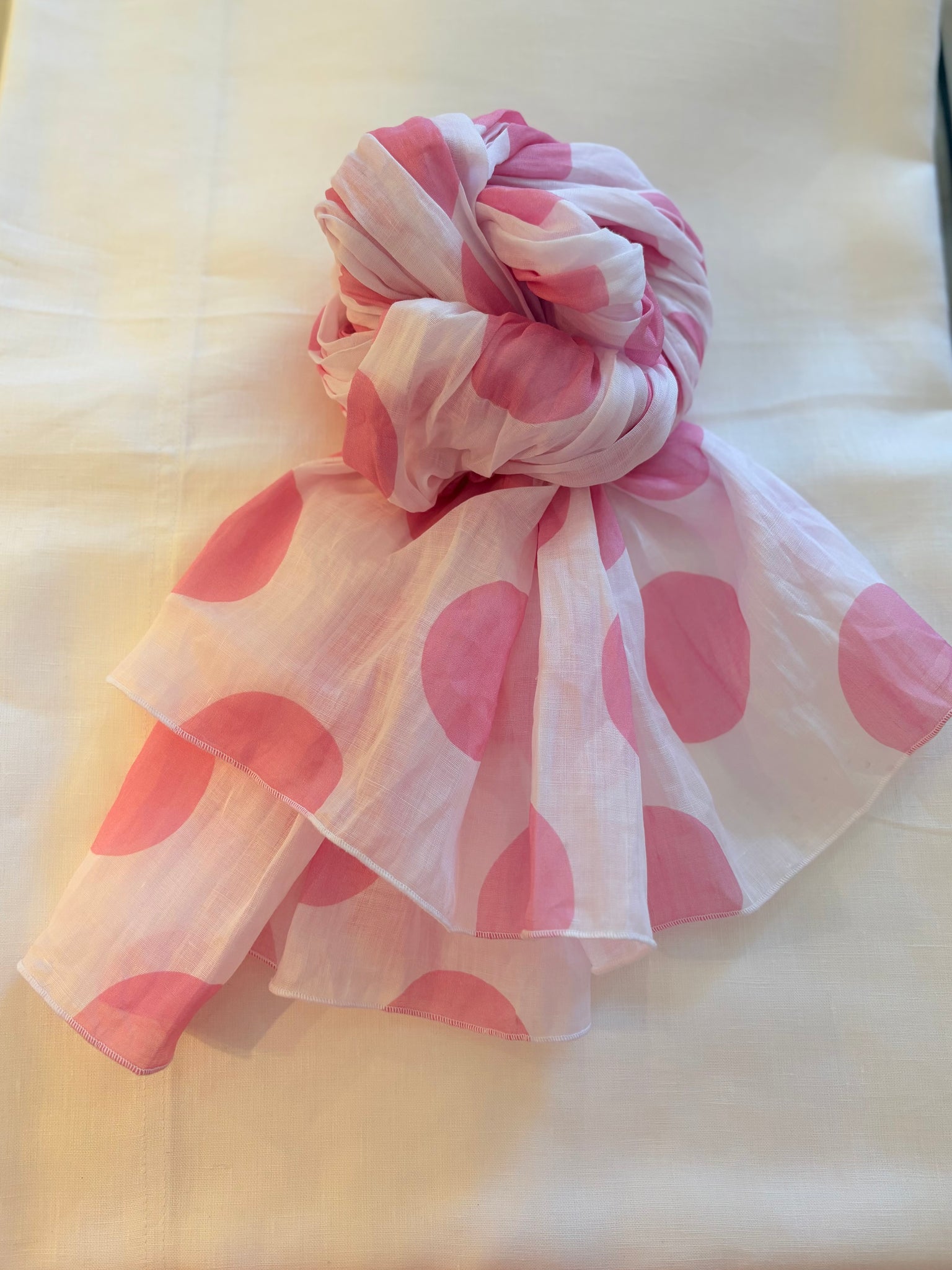 Scarf Rami Print Pink Dot