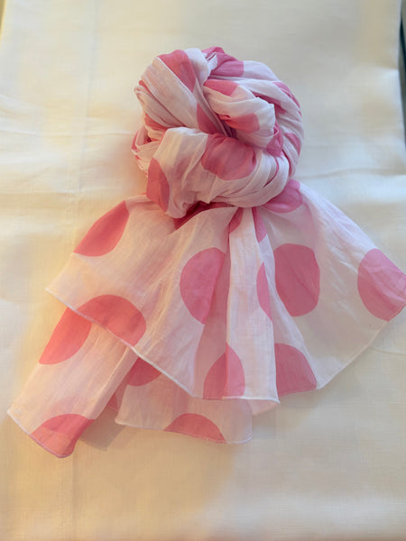 Scarf Rami Print Pink Dot