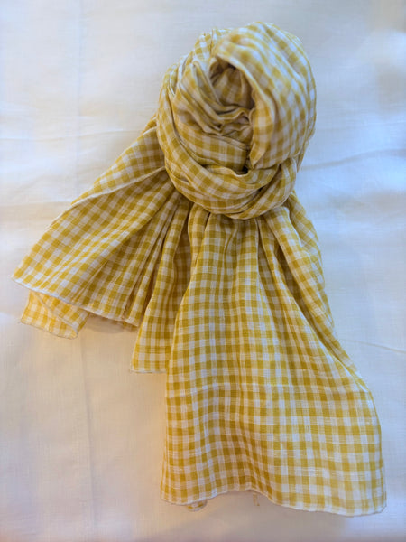 Scarf Linen Yellow Gingham