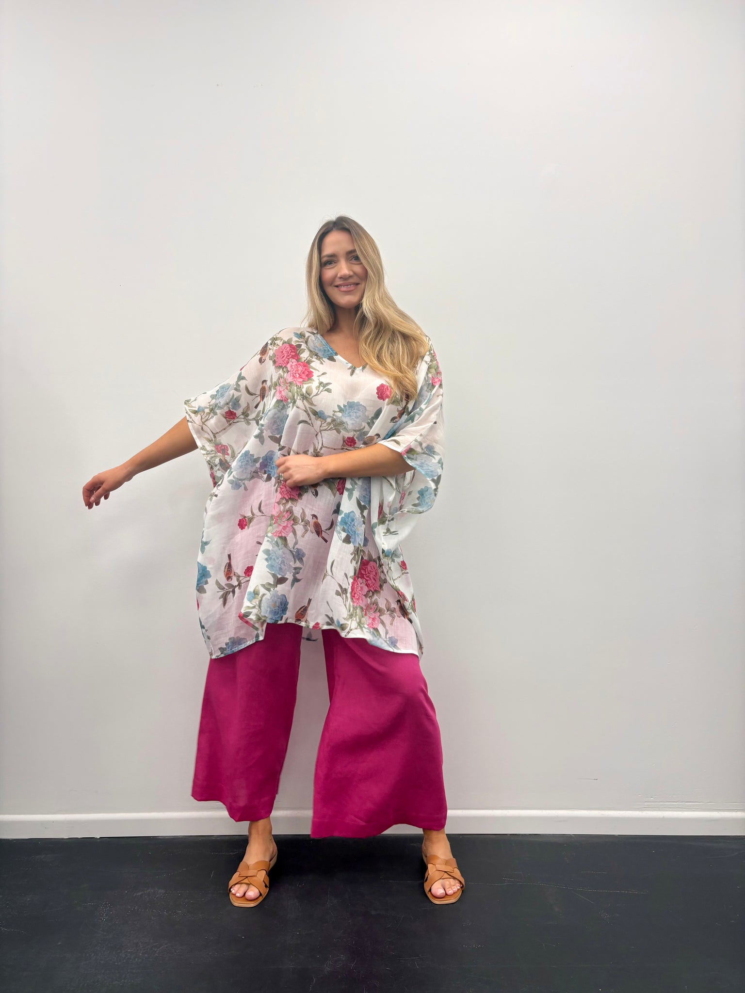 Soft Top Linen Pants Fuchsia