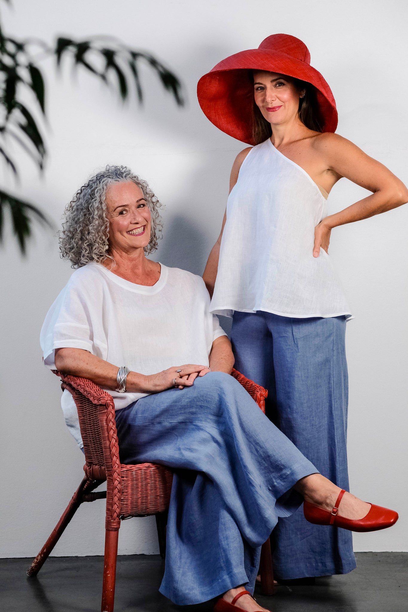 Soft Top Linen Pants Faded Denim