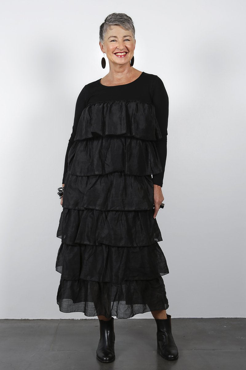 harriet tiered maxi dress HARRIET Sorrento Tiered Silk Maxi Dress RILEY Boutique